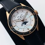 TW Factory Replica Blancpain Fifty Fathoms Automatic Watch Rose Gold White Dial